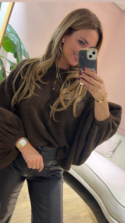 Maeve Oversized Knit - dark brown
