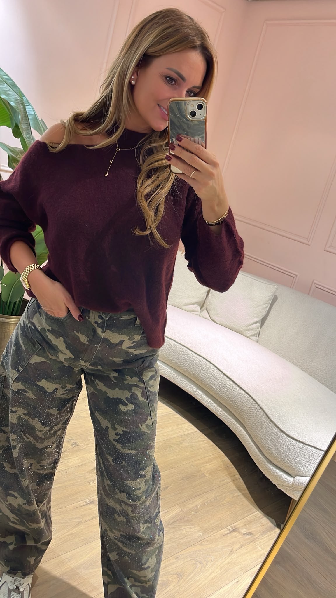 Open Shoulder Knit - bordeaux