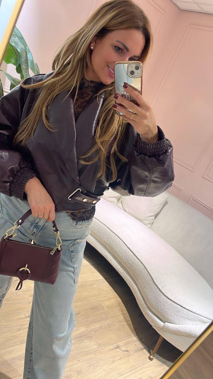 Mila Leather Jacket - bordeaux