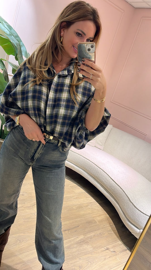 The Autumn Check Blouse - donkerblauw/ groen