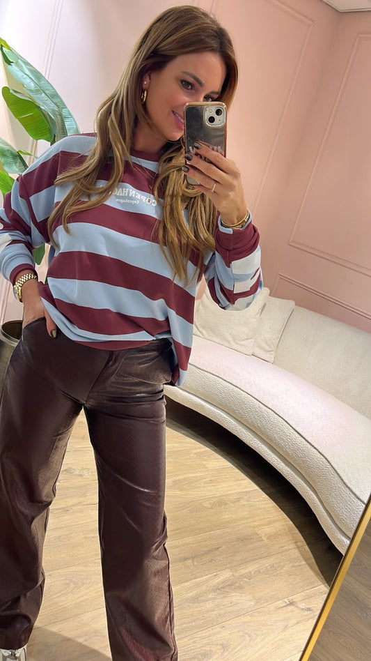 Copenhagen Club Sweater - bordeaux/ lichtblauw