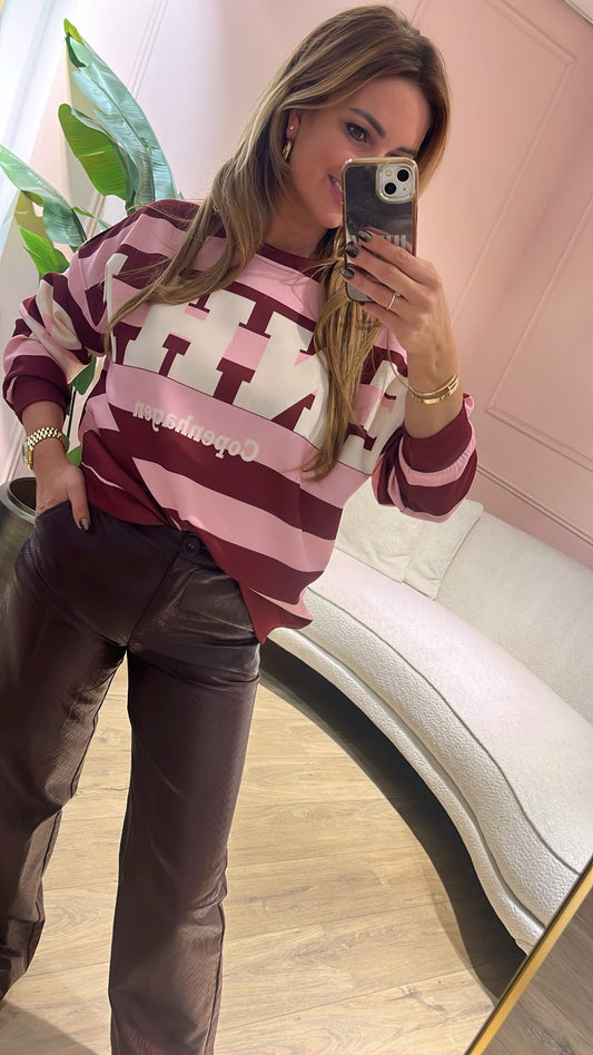 Copenhagen Varsity Sweater - bordeaux/ roze