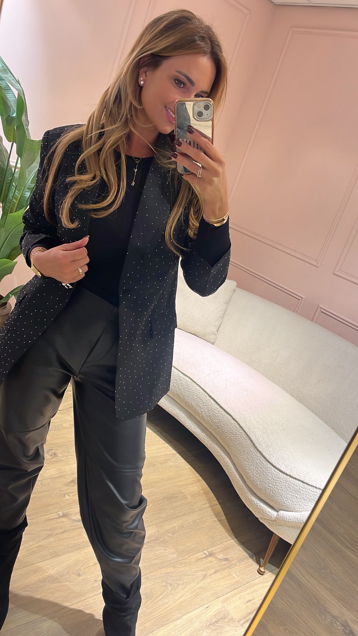 Livia Leather Barrel Pants - zwart