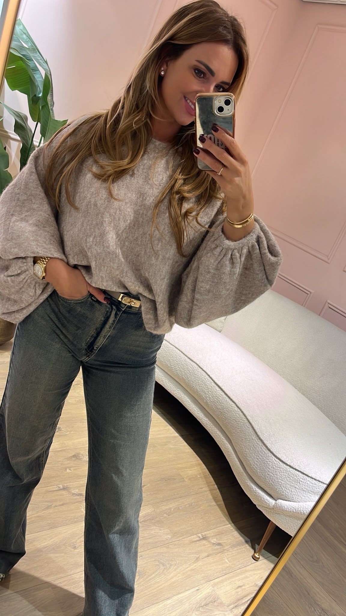 Amélie Soft Balloon Trui - taupe