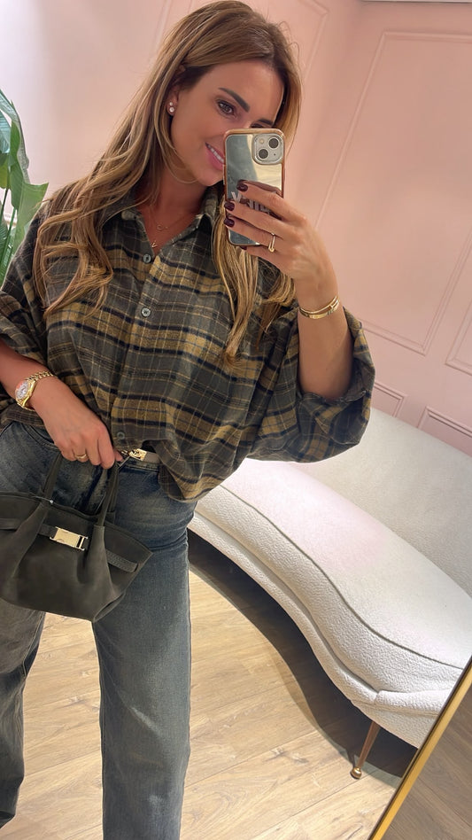 The Autumn Check Blouse - olijfgroen