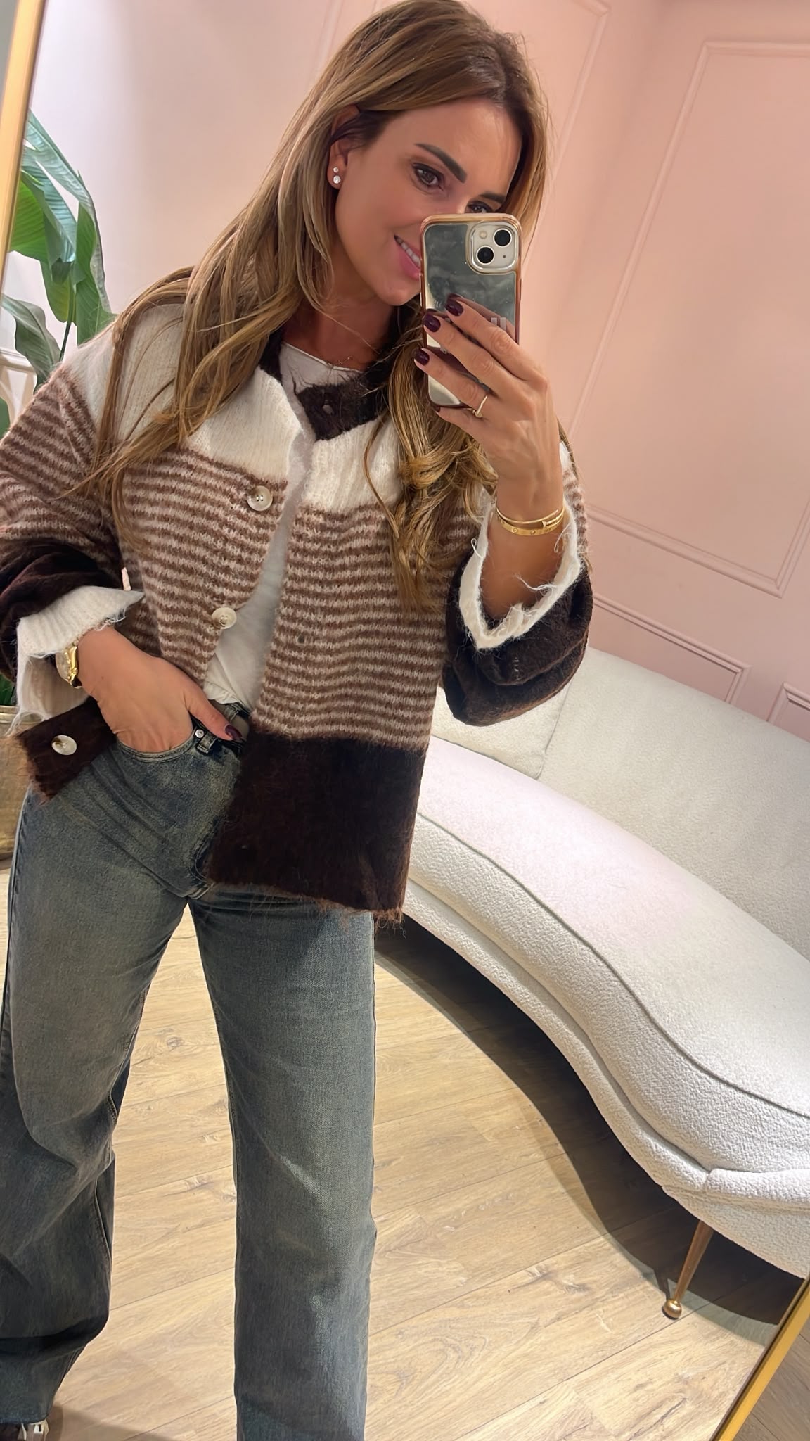 Cozy Stripes Vest - bruin