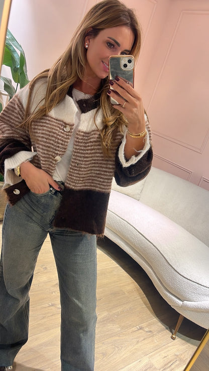 Cozy Stripes Vest - bruin