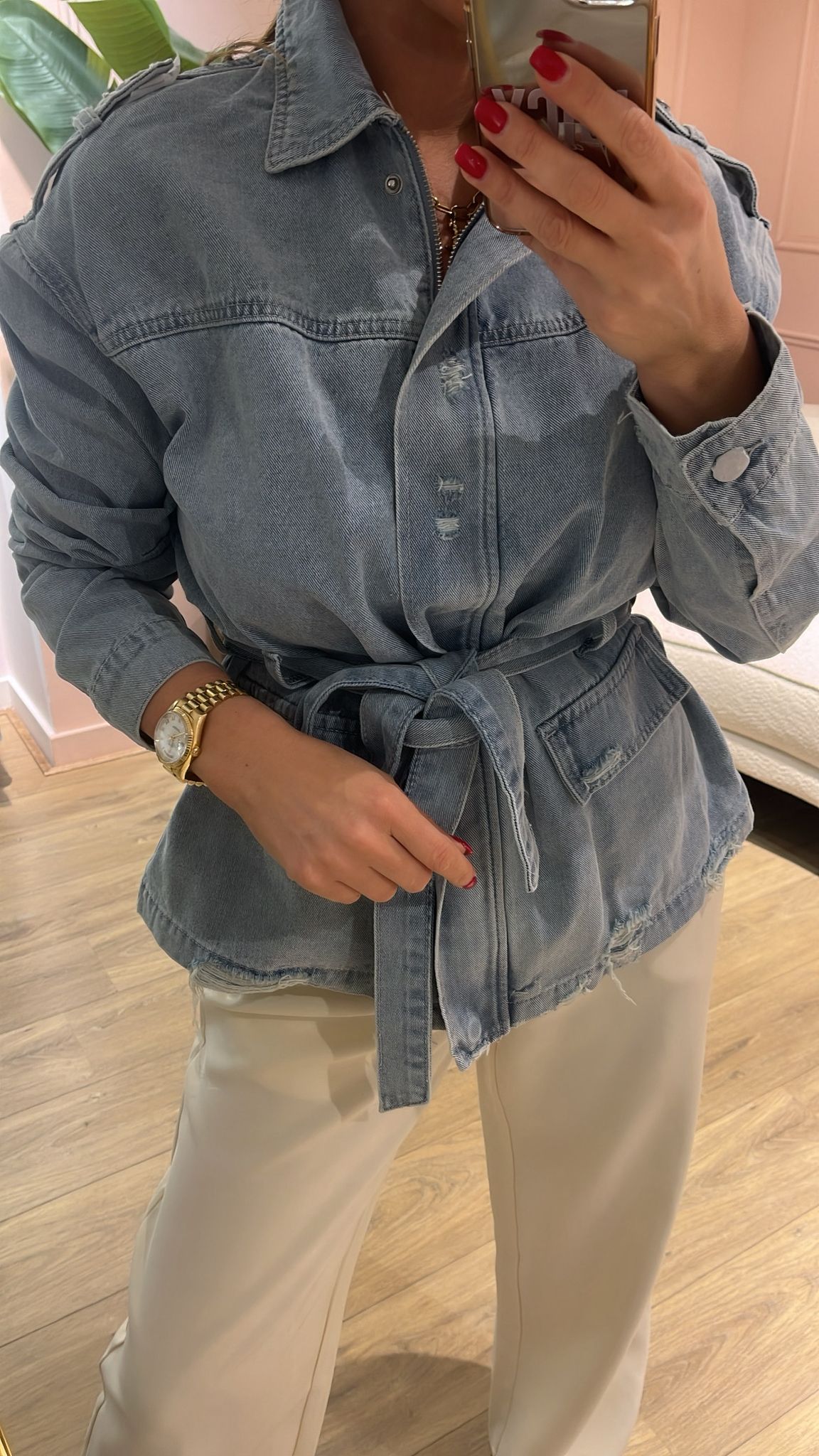 Denim Belt Jacket