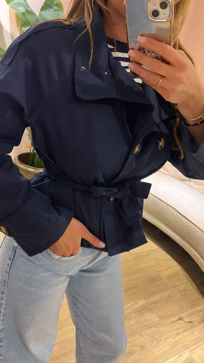 Paris Cropped Trench - blauw