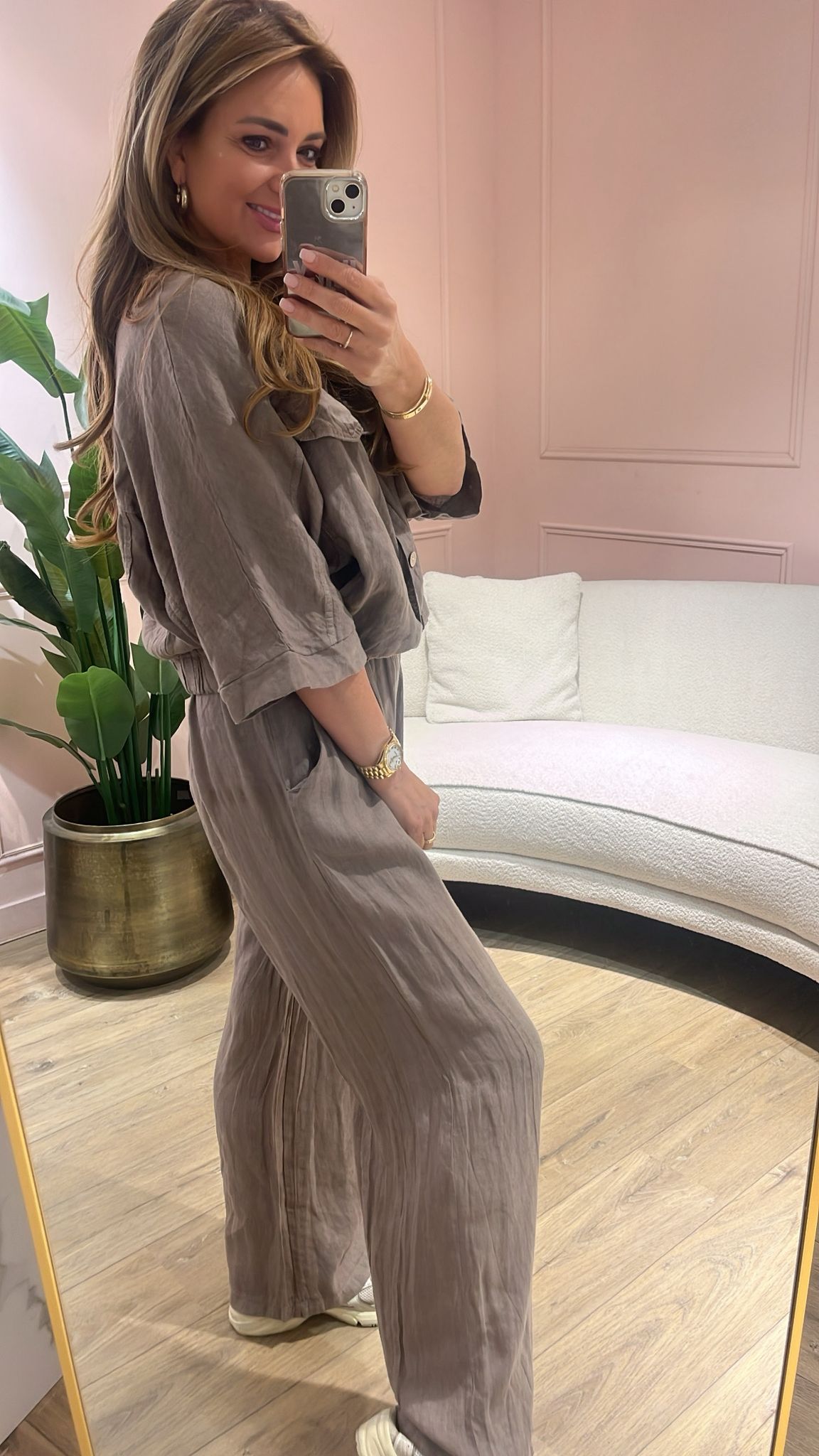 Lina Linnen Broek - taupe