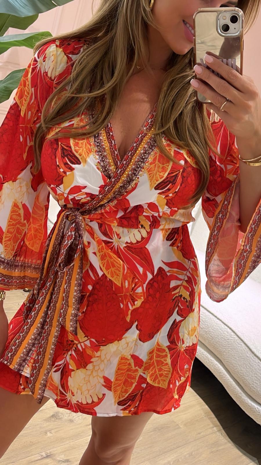 PRE ORDER 10 JULI! Ibiza Bloom Dress - sunset Print ☀️