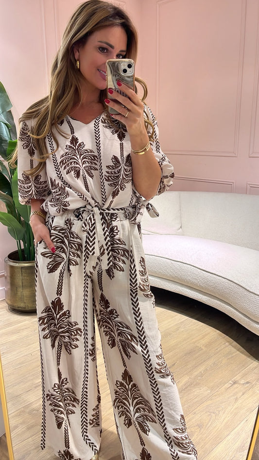 Palma Wide Leg Broek - beige