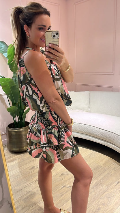 SALE !! Luna Print Jurk - groen