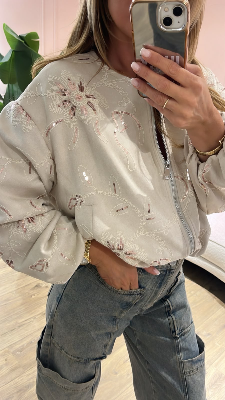 Flora Bomber Jacket - beige