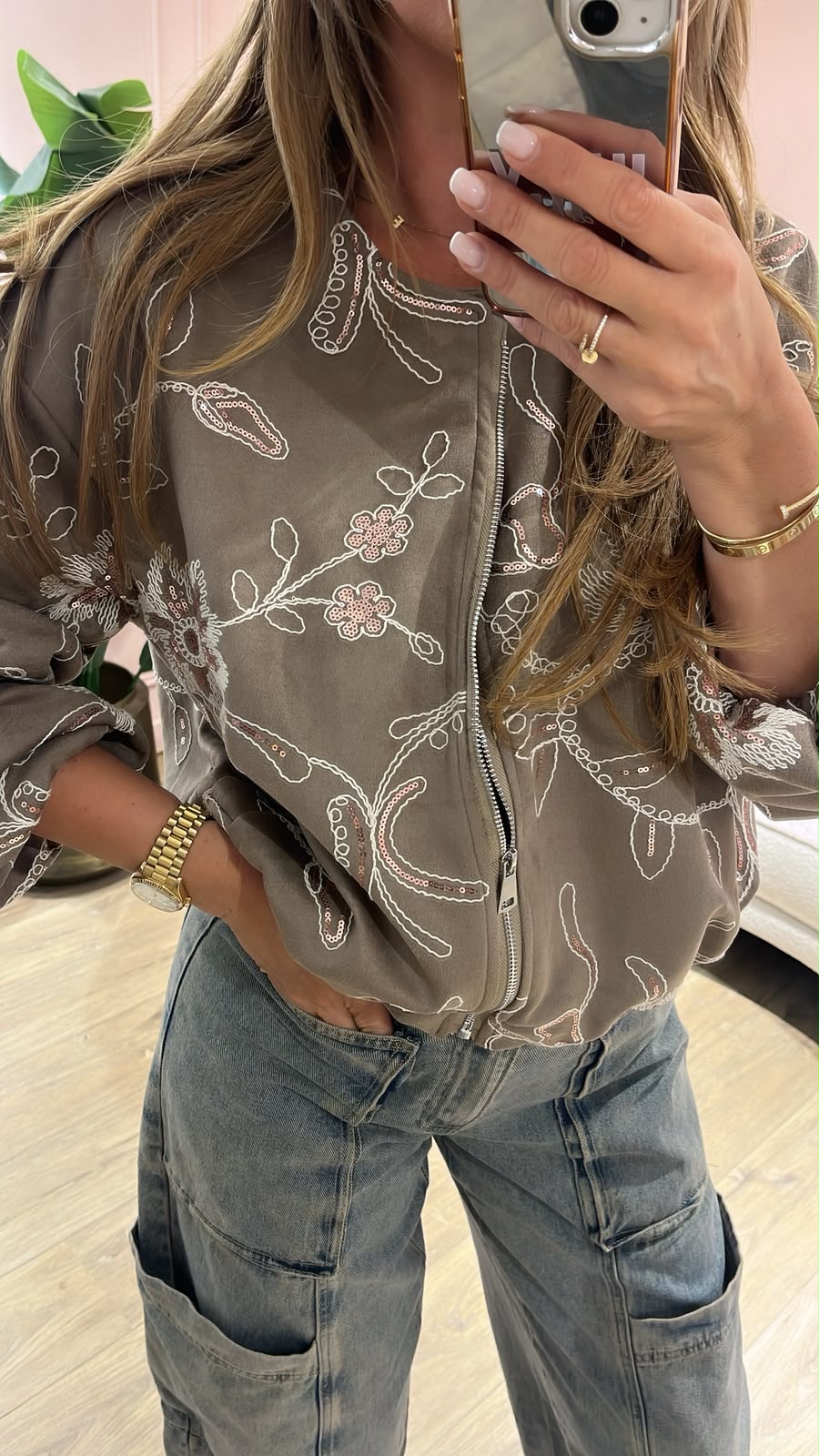 Flora Bomber Jacket - taupe