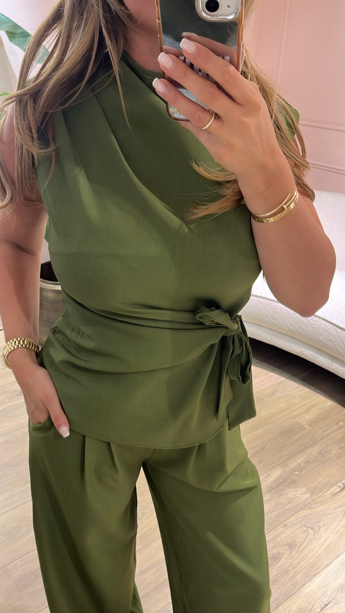 Azzurro Olivia Top - olijfgroen