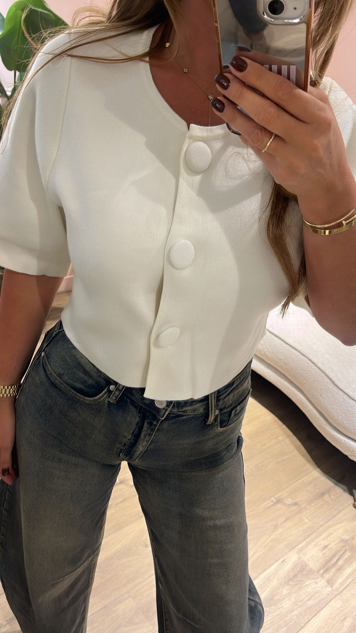 Chic Button Top - cream
