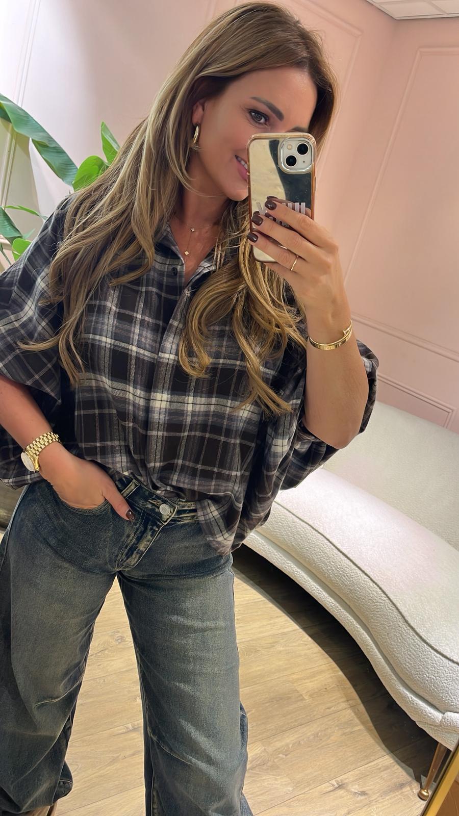 The Autumn Check Blouse - antraciet