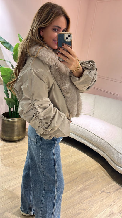 Amélie Fur Jacket  - taupe