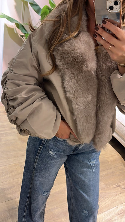 Amélie Fur Jacket  - taupe