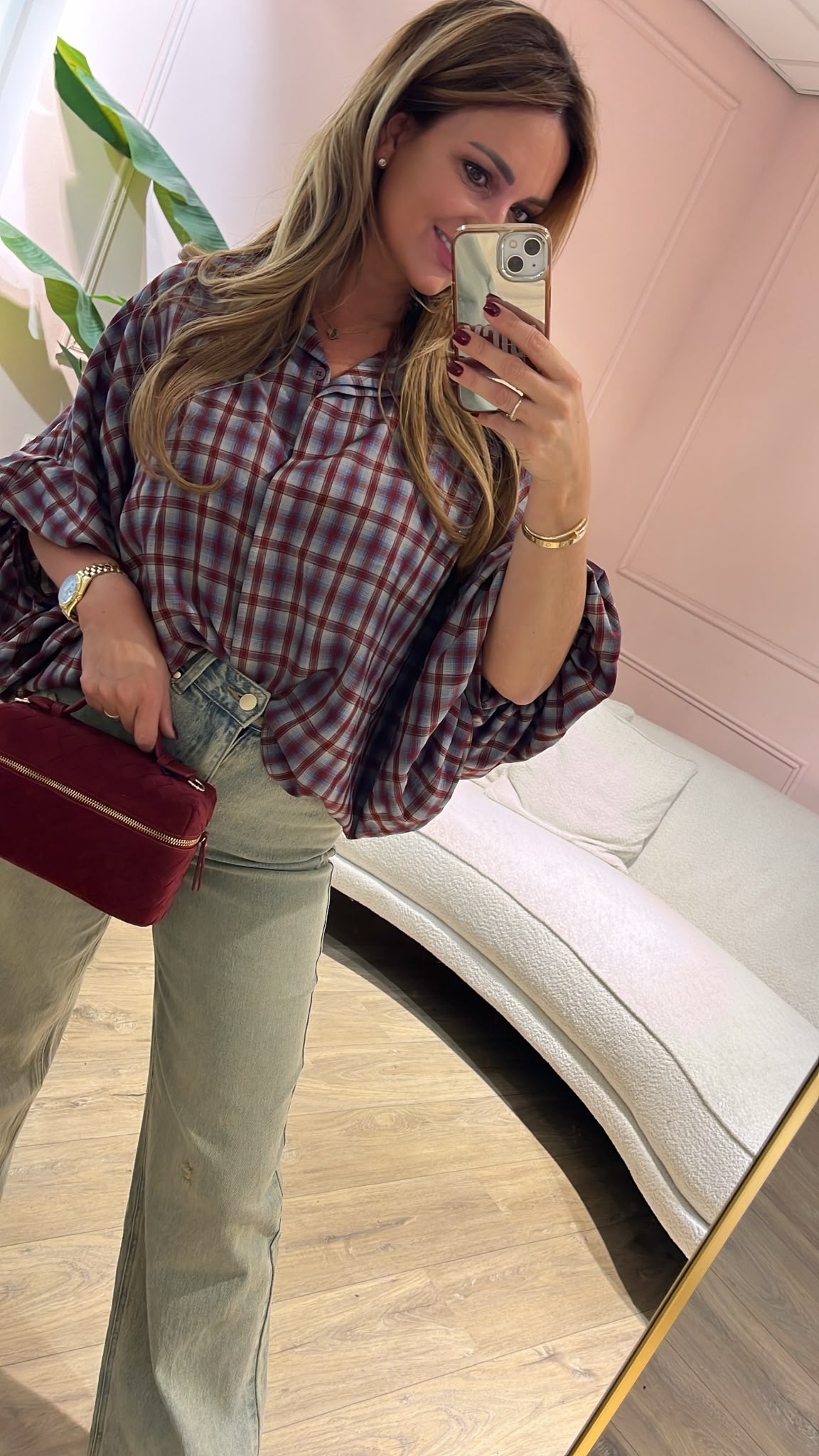 The Autumn Check Blouse - bordeaux/ blauw