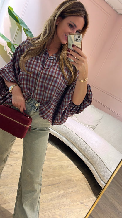 The Autumn Check Blouse - bordeaux/ blauw