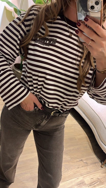 New York Striped Top - brown/ cream