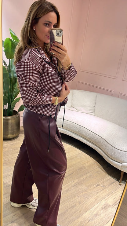 Mila Check Jacket - burgundy/ cream