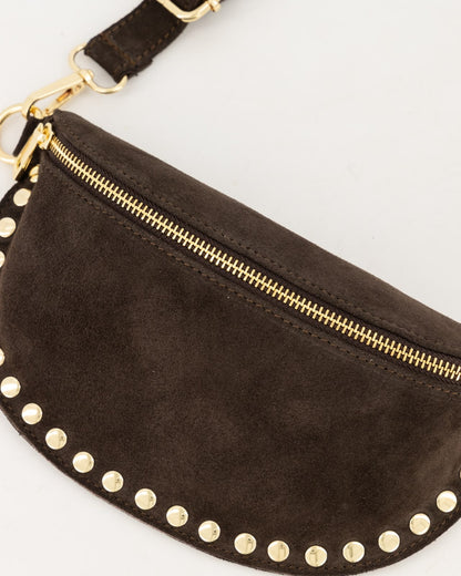 Suède Stud Bag - donkerbruin