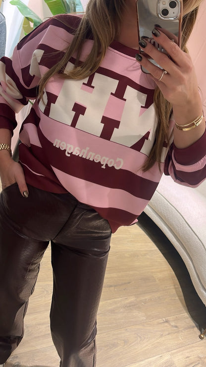 Copenhagen Varsity Sweater - bordeaux/ roze