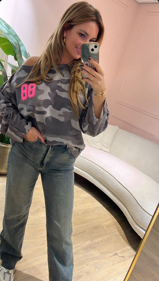 Camo Sweater 88 💗 - grijs