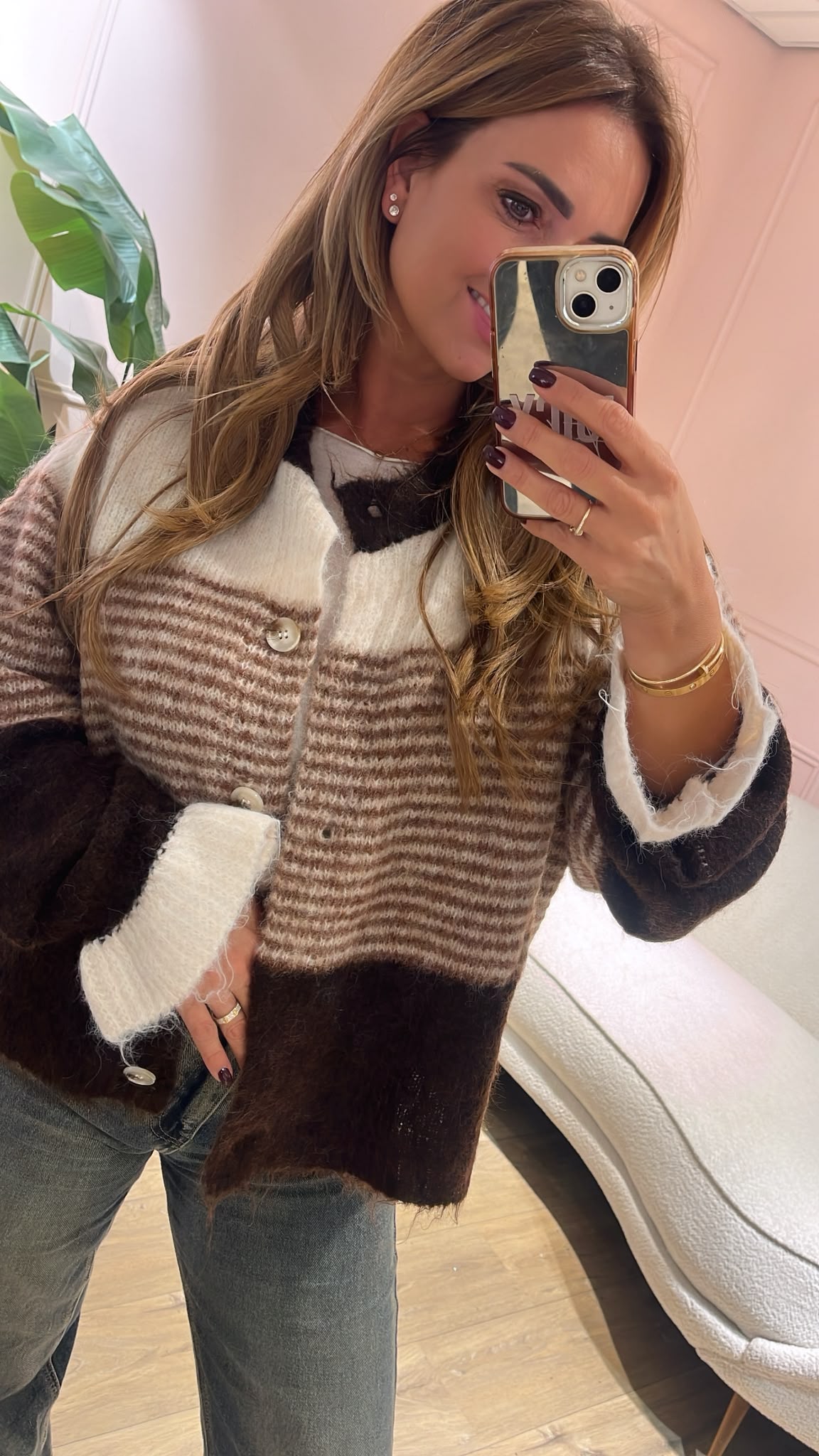 Cozy Stripes Vest - bruin