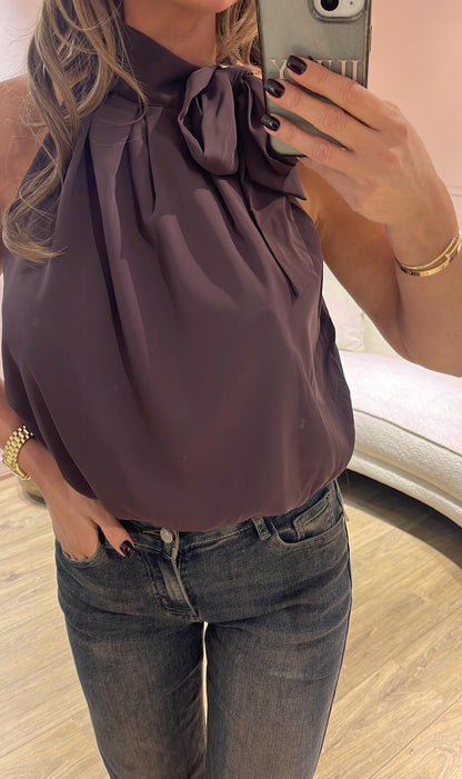 Sequin Halter Top – Plum