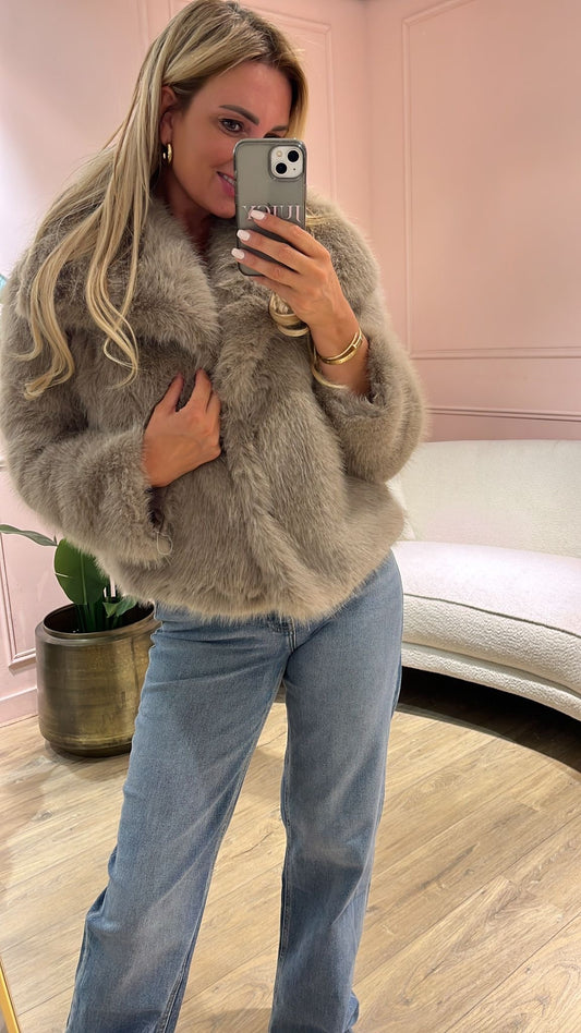 Zachte Faux Fur Jas – Zand