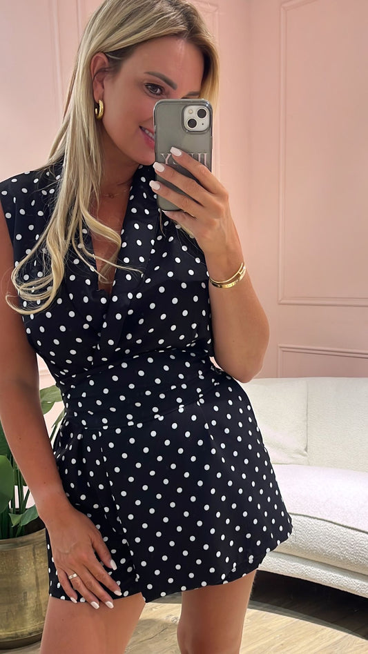 Polka Dot  Jumpsuit - zwart
