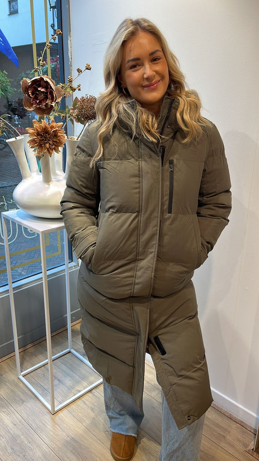 Long Puffer Coat – Khaki