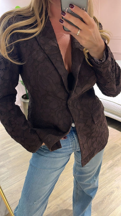 The Emilia Textured Blazer – Mocha